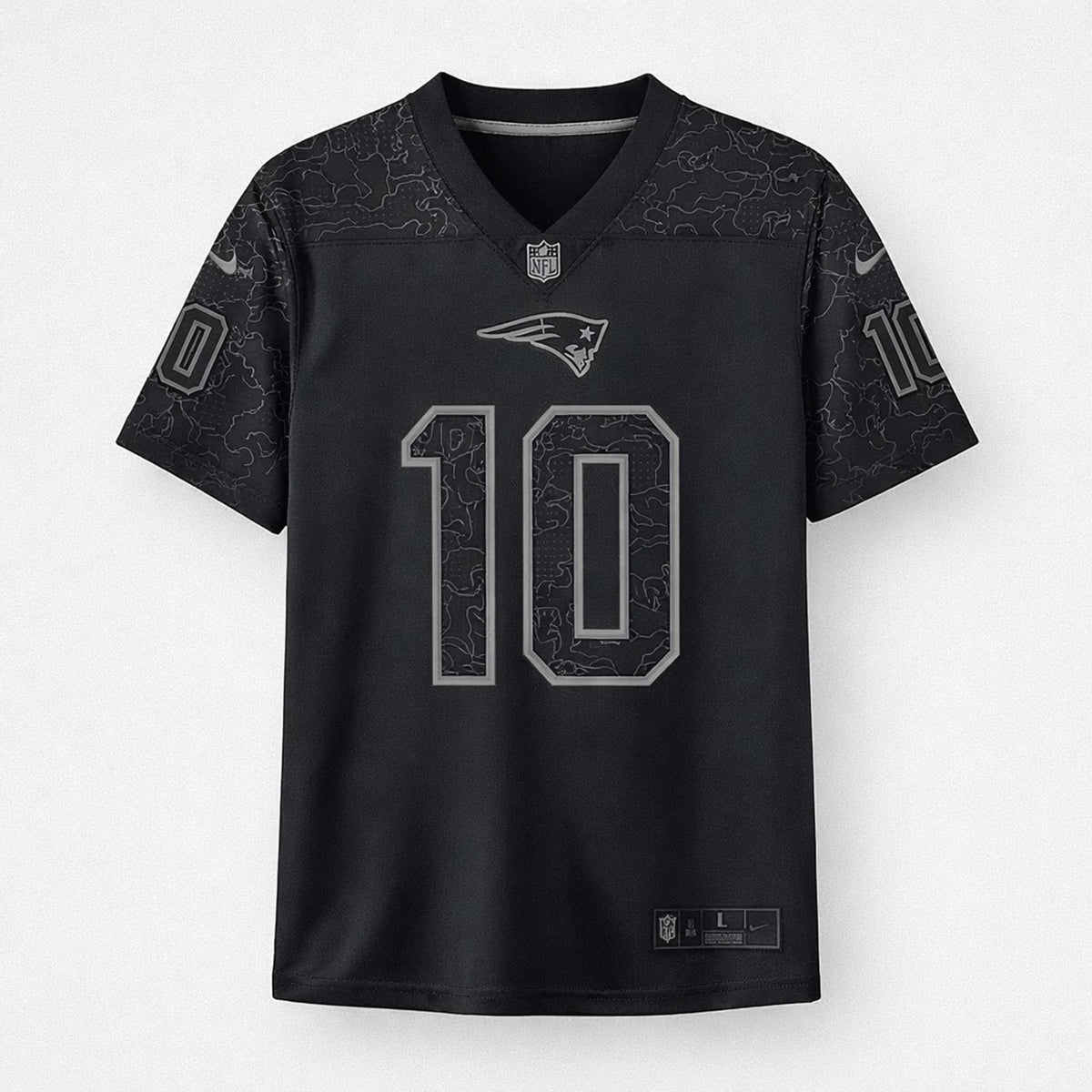 Jones 10 Patriots Black Football Jersey - 1