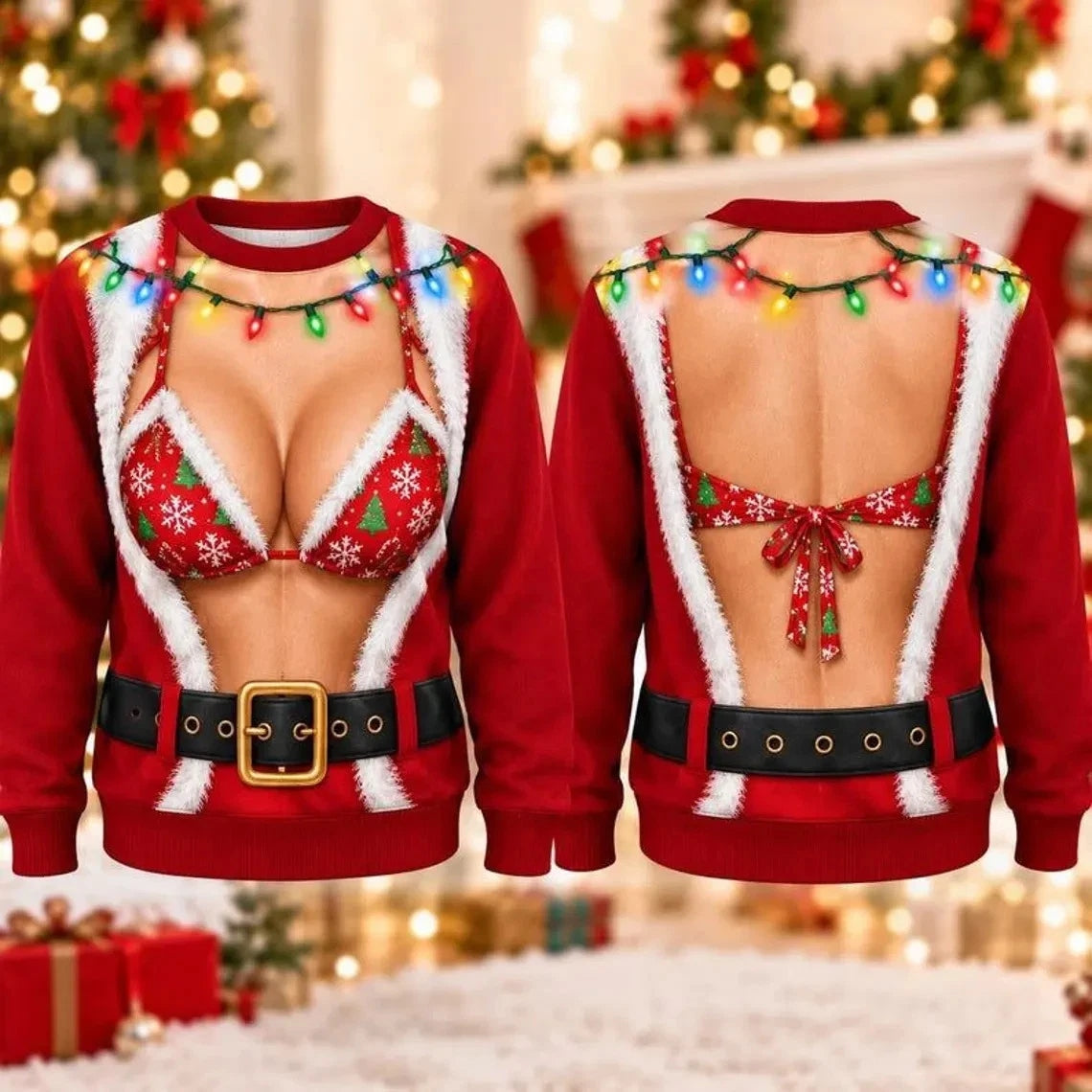 Funny Sexy Santa Bikini Christmas Ugly Sweater Sweatshirt
