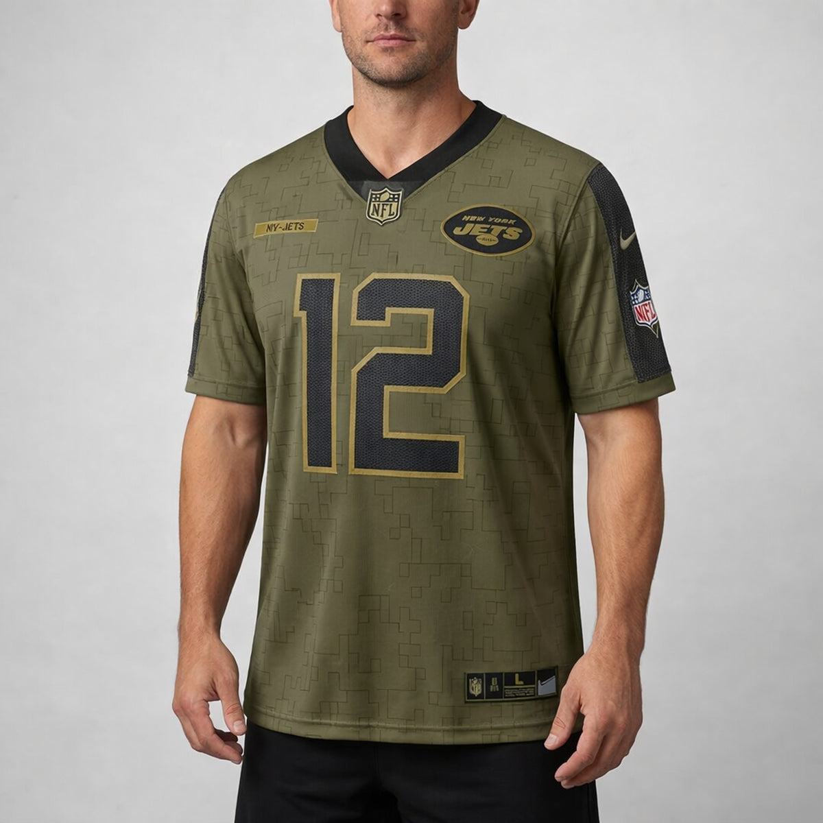 Namath 12 New York Football Jersey Olive - 4