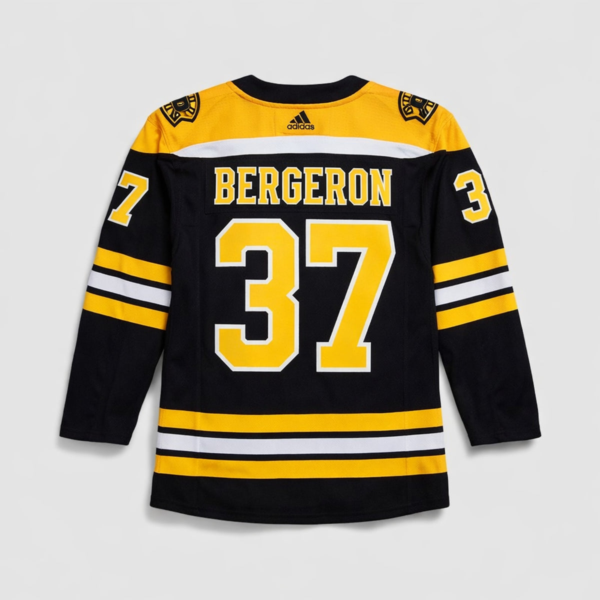 Bergeron 37 Boston Hockey Jersey Black Yellow - 1
