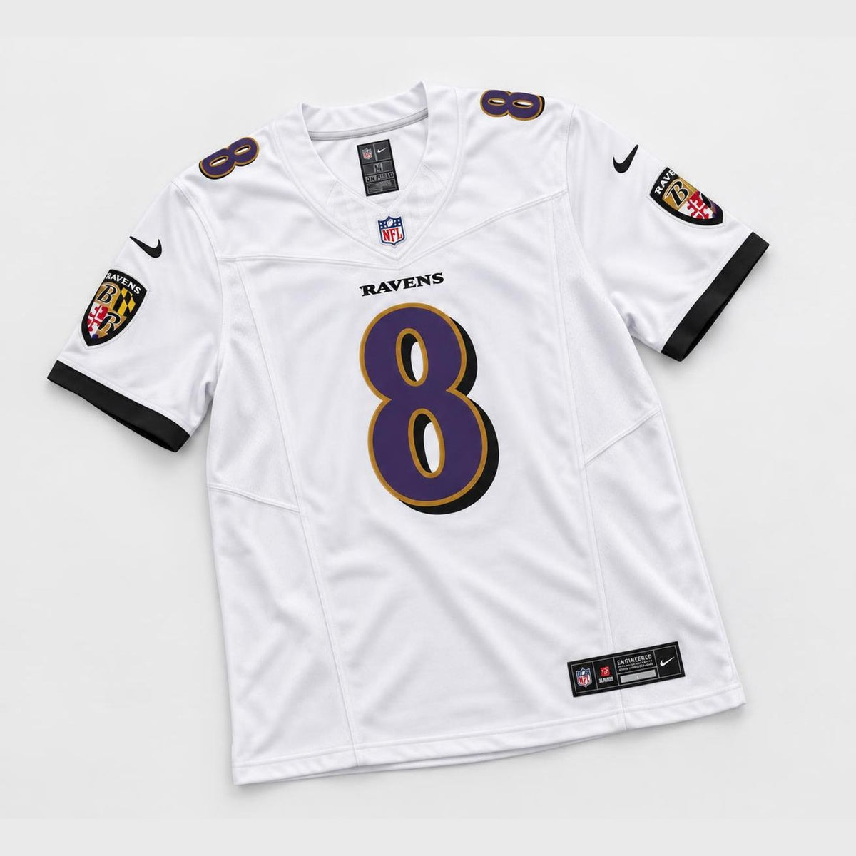 Jackson 8 Baltimore White Football Jersey - 5