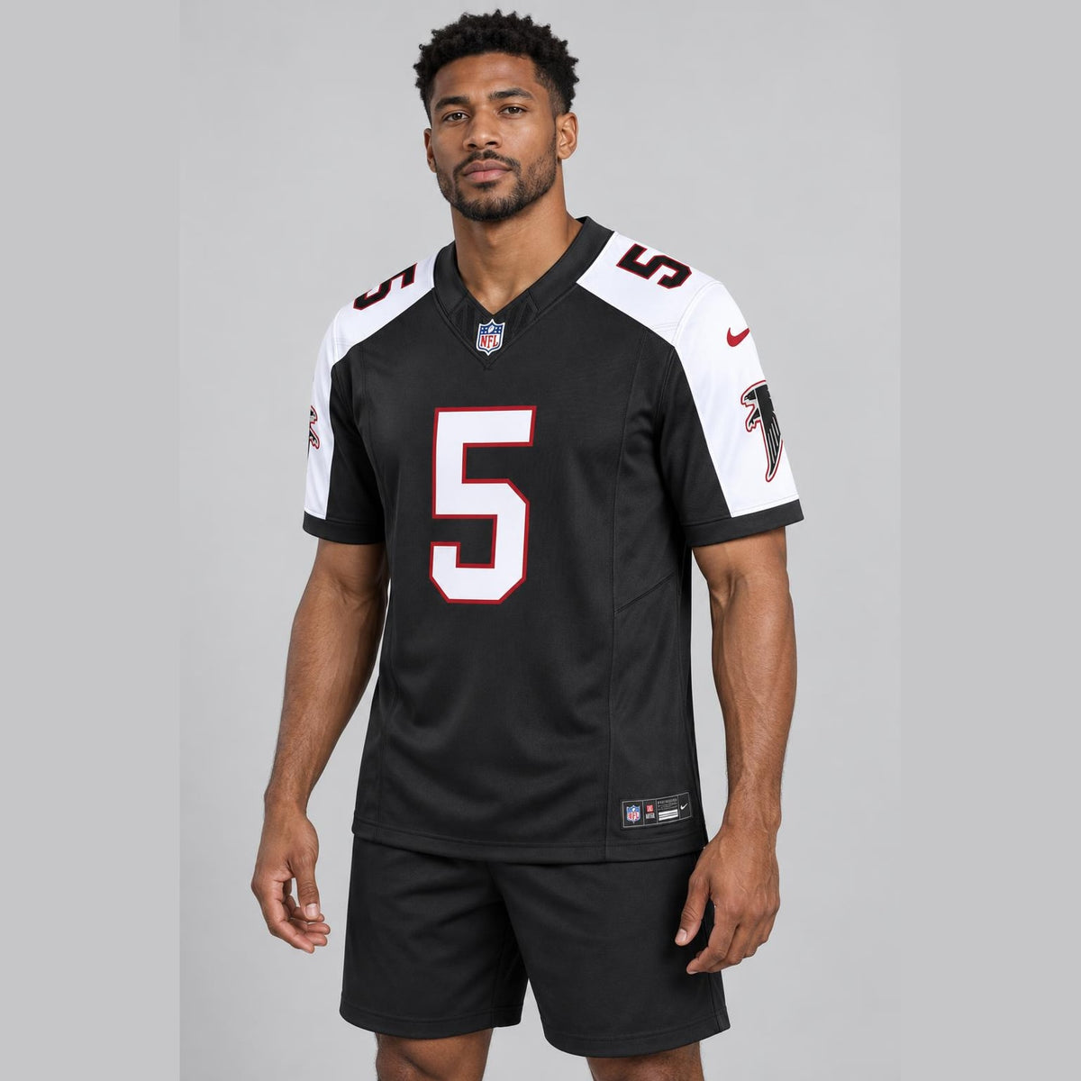 London 5 Atlanta Black Football Jersey - 4