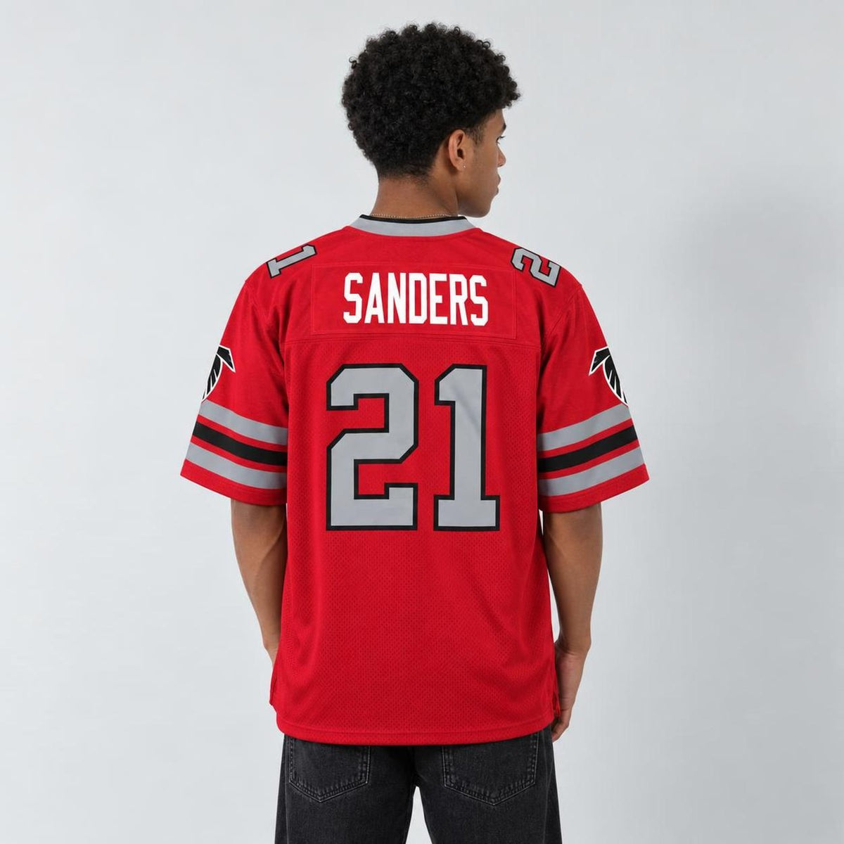 Sanders 21 Red Throwback Football Jersey - 2