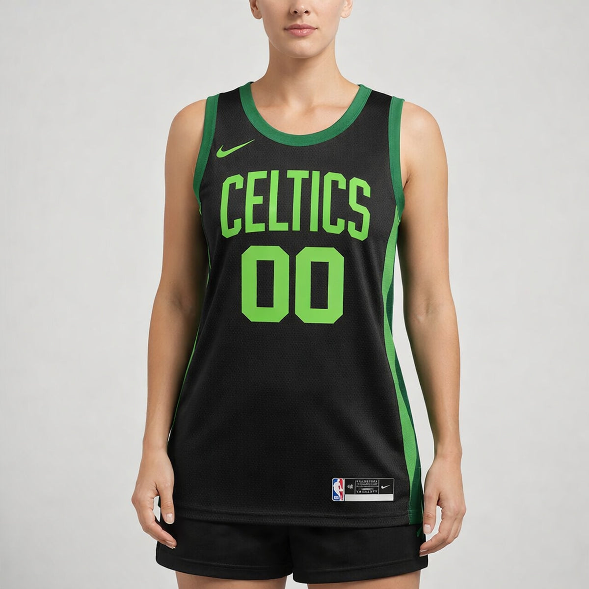 Celtics Custom Basketball Jersey Black Green - 5