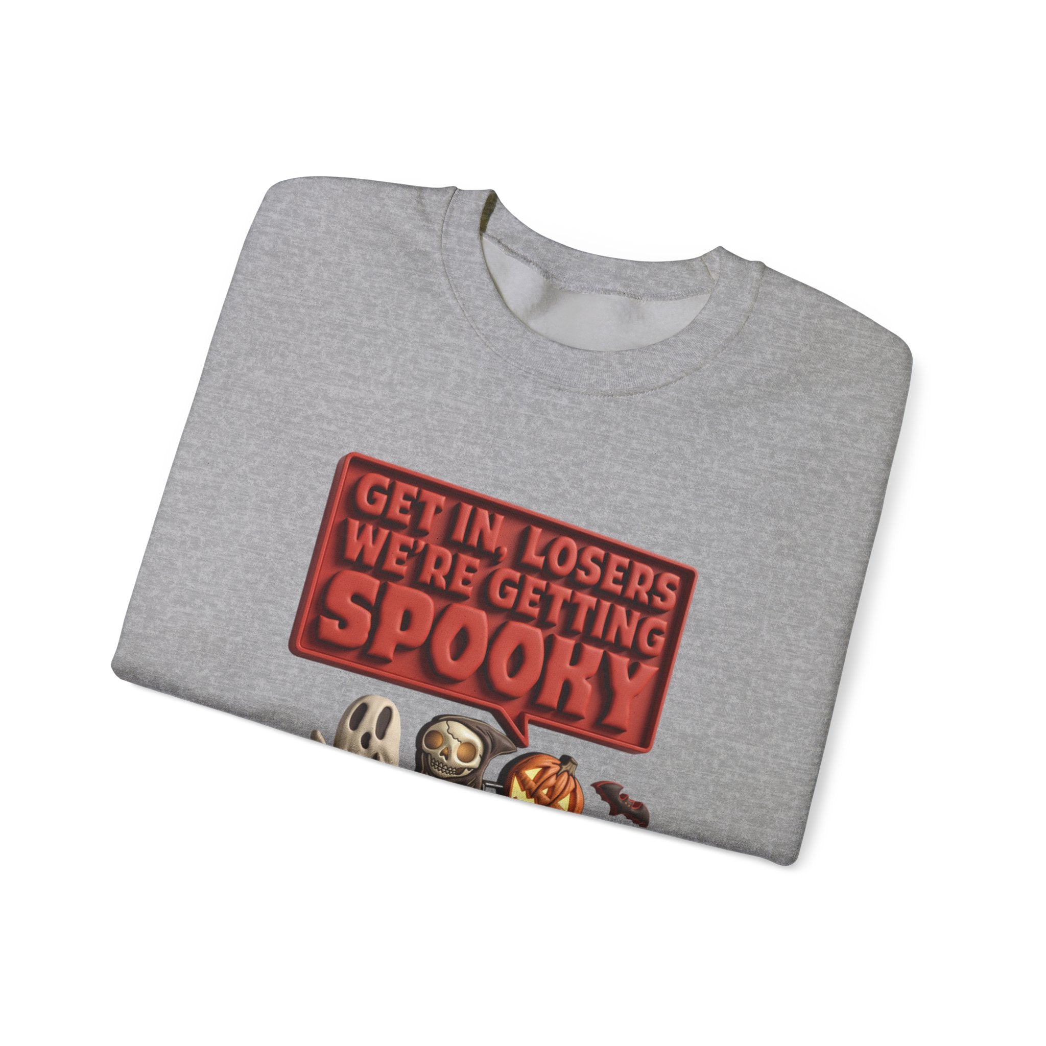 Sport Grey crewneck sweatshirt folded to show the ghost print