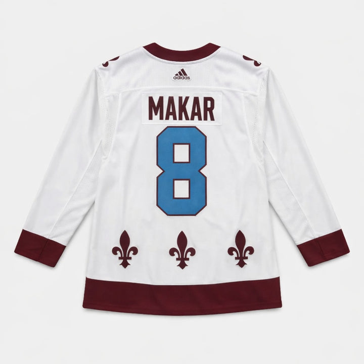 Makar 8 Avalanche Hockey Jersey White Burgundy