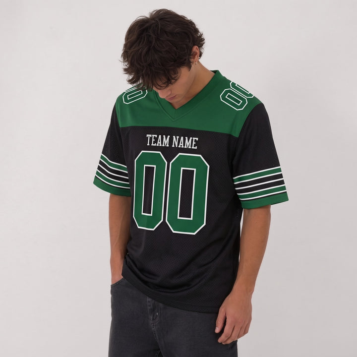 Black Green Gridiron Football Jersey – Custom Name and Number