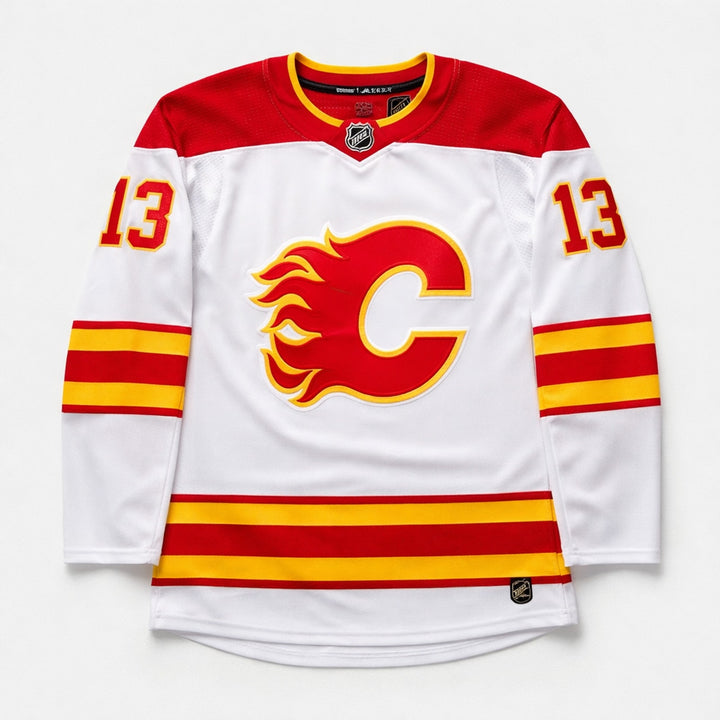 Gaudreau 13 Flames Hockey Jersey White Red