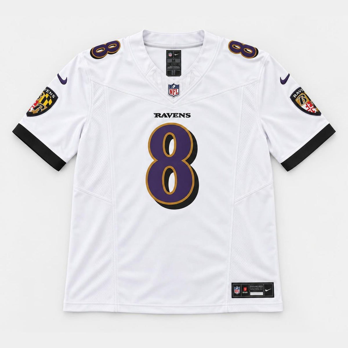 Jackson 8 Baltimore White Football Jersey - 1
