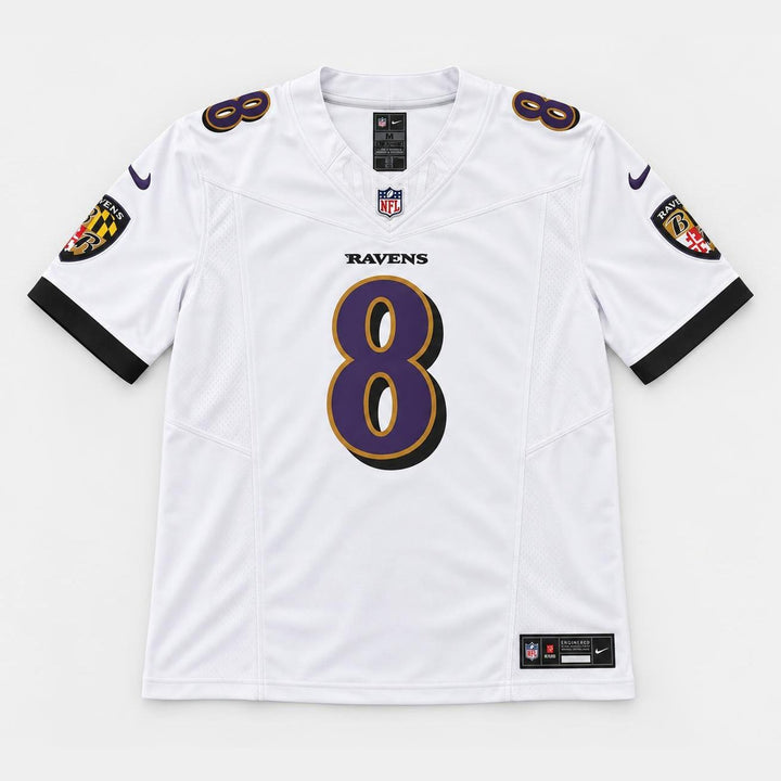 Jackson 8 Baltimore White Football Jersey
