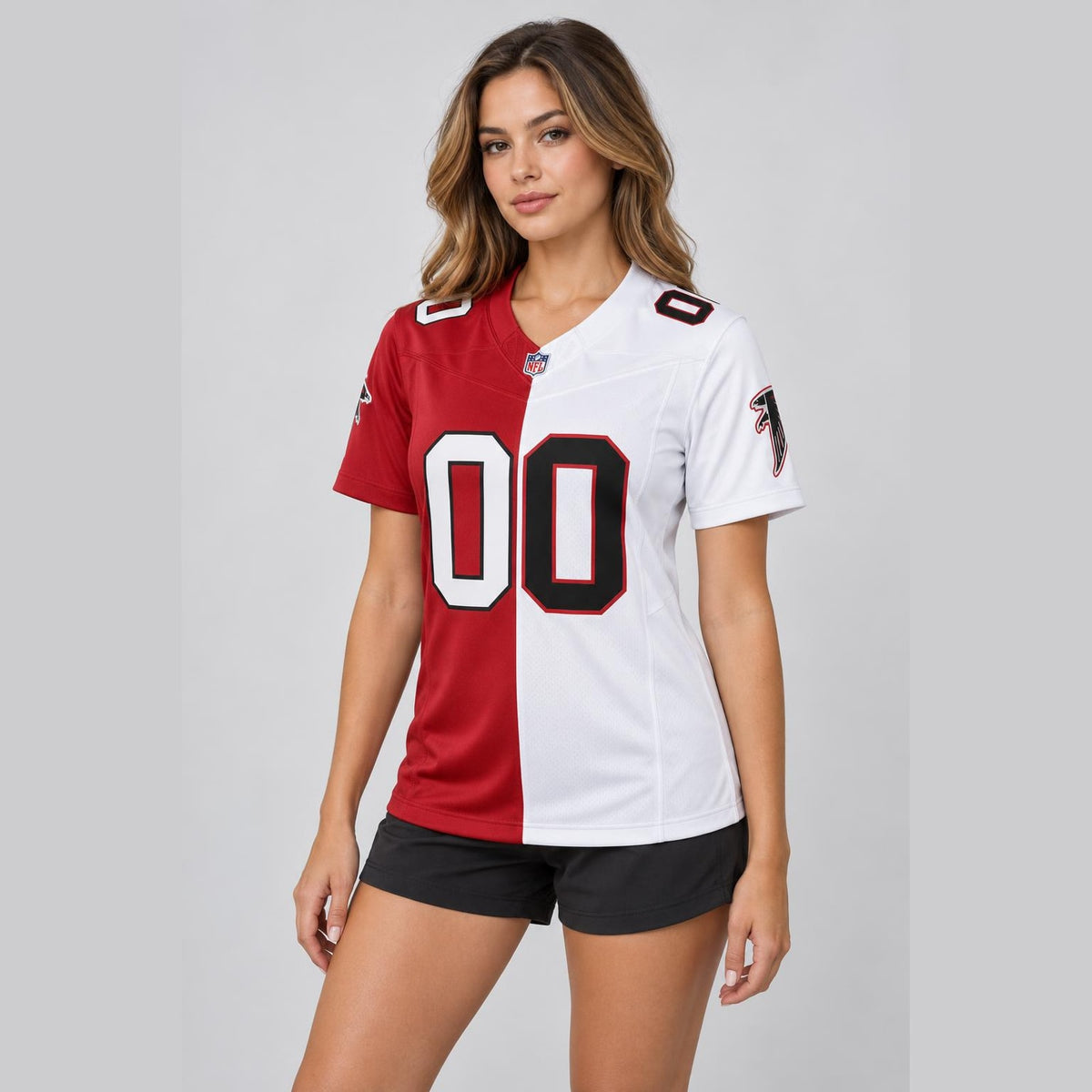 Red White Split Football Jersey - Custom Name and Number - 4