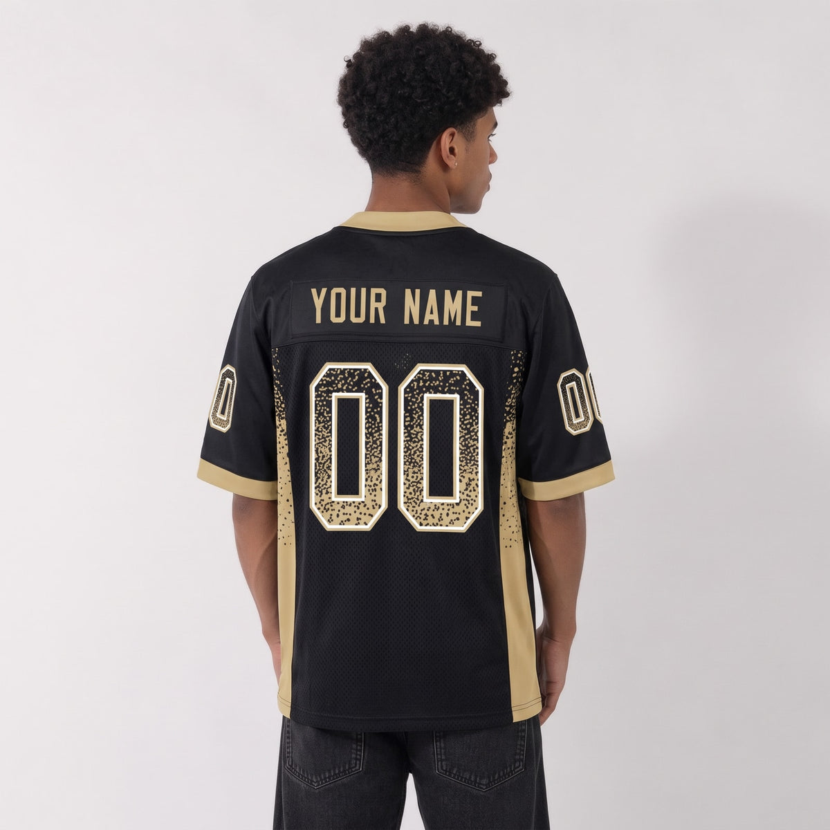 Custom Black Vegas Gold-White Drift Fashion Football Jersey - 3