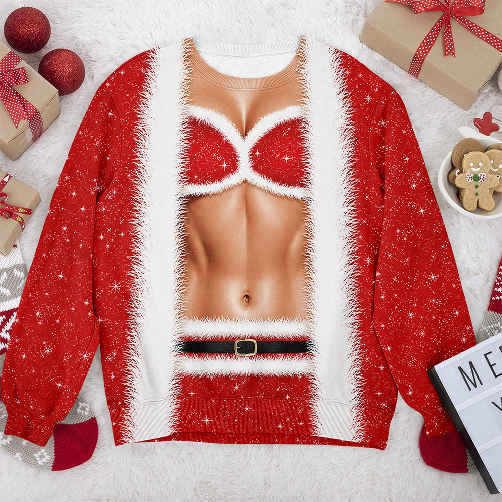 Funny Sexy Santa Christmas Ugly Sweater Couple Sweatshirt
