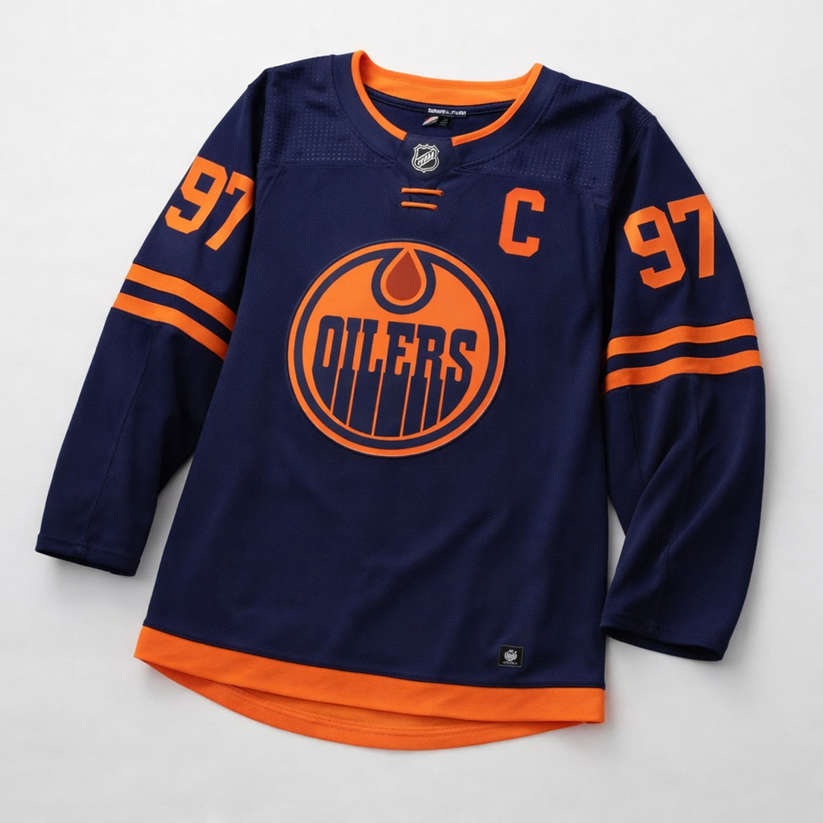 McDavid 97 Oilers Navy Orange Hockey Jersey - 3