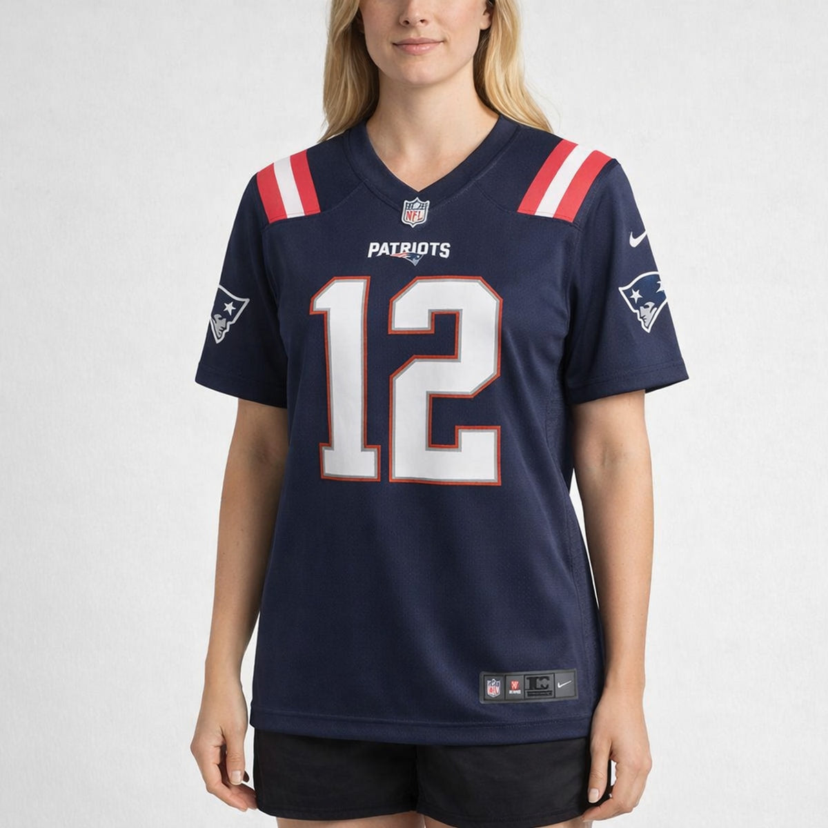 Tom Brady 12 Patriots Navy Football Jersey - 5