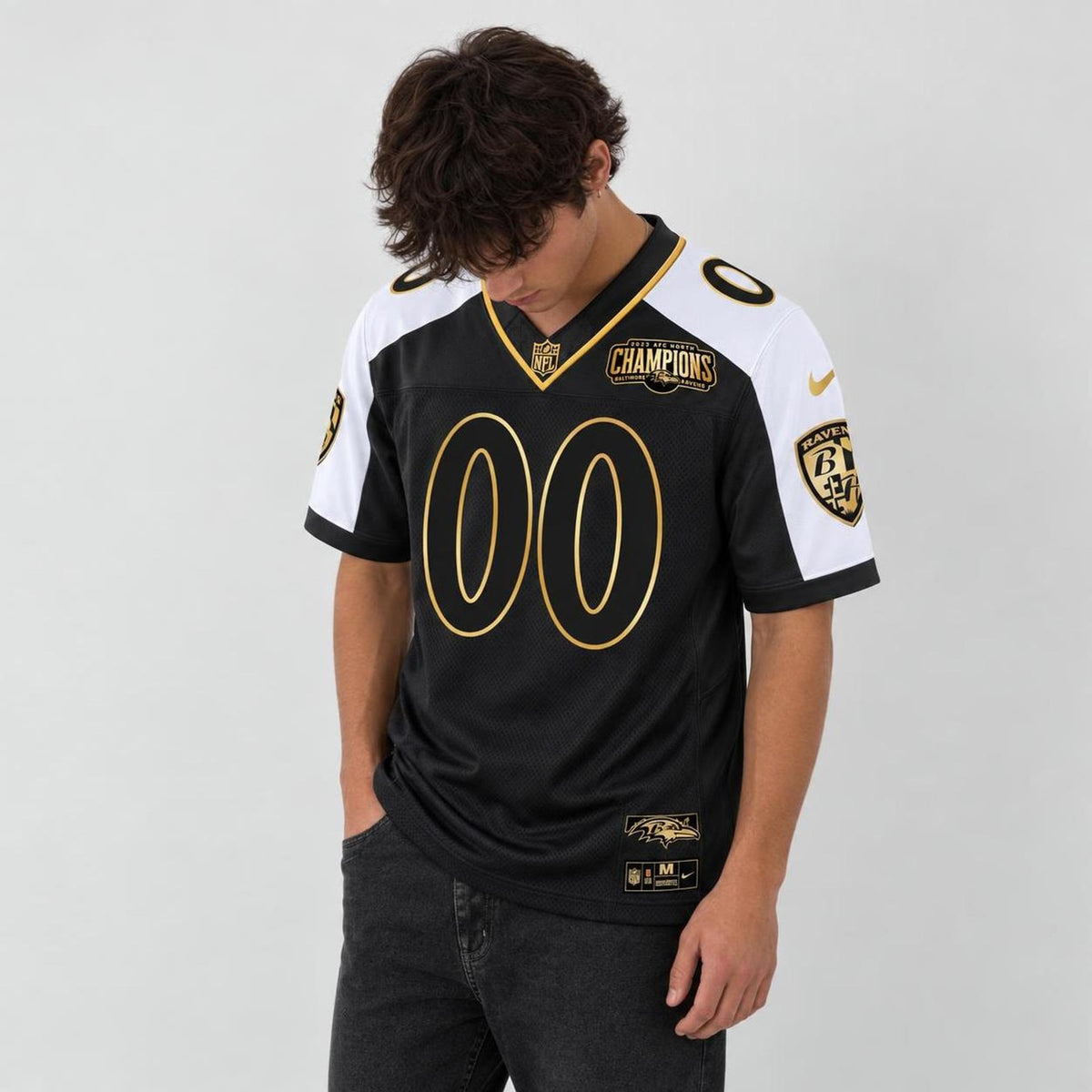 Black Gold Football Jersey - Custom Name and Number - 3