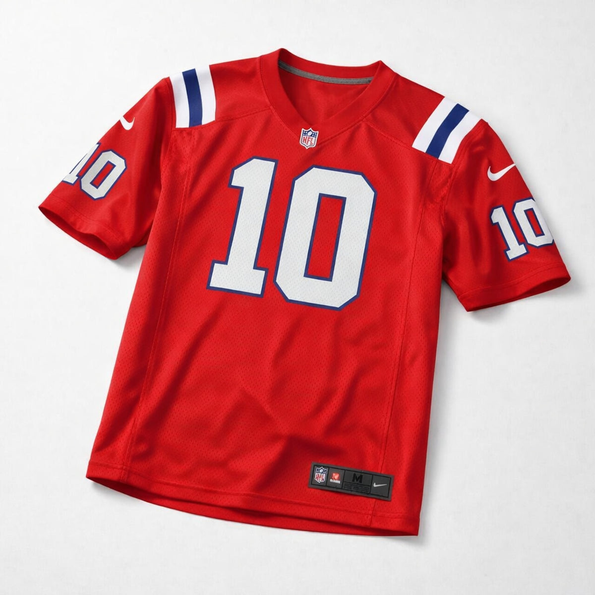 Jones 10 Patriots Red Alternate Football Jersey - 3