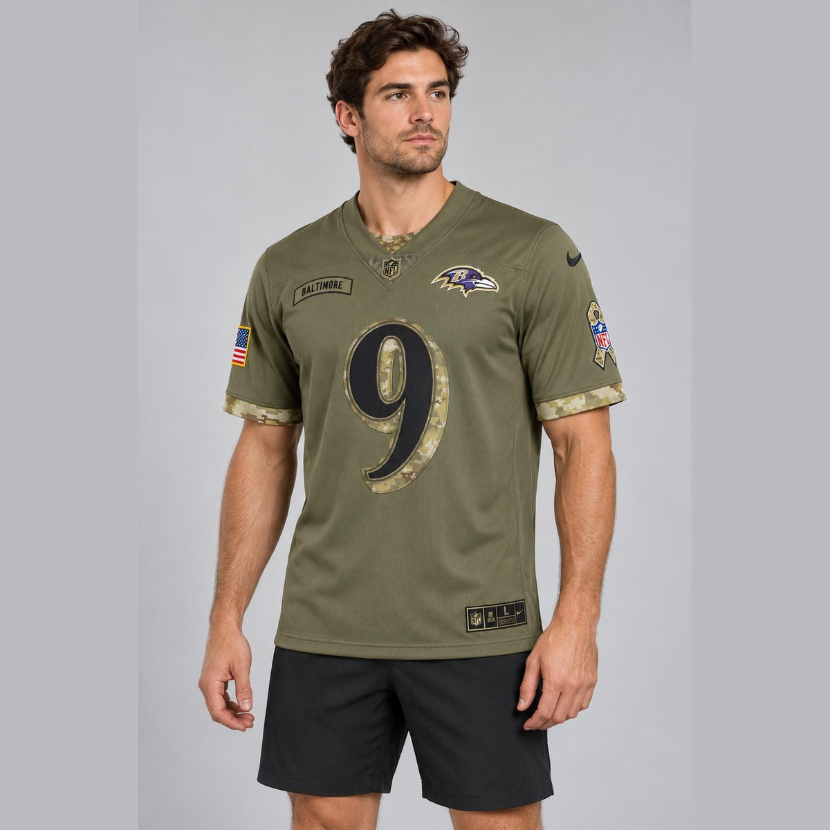 Tucker 9 Baltimore Olive Football Jersey - 3