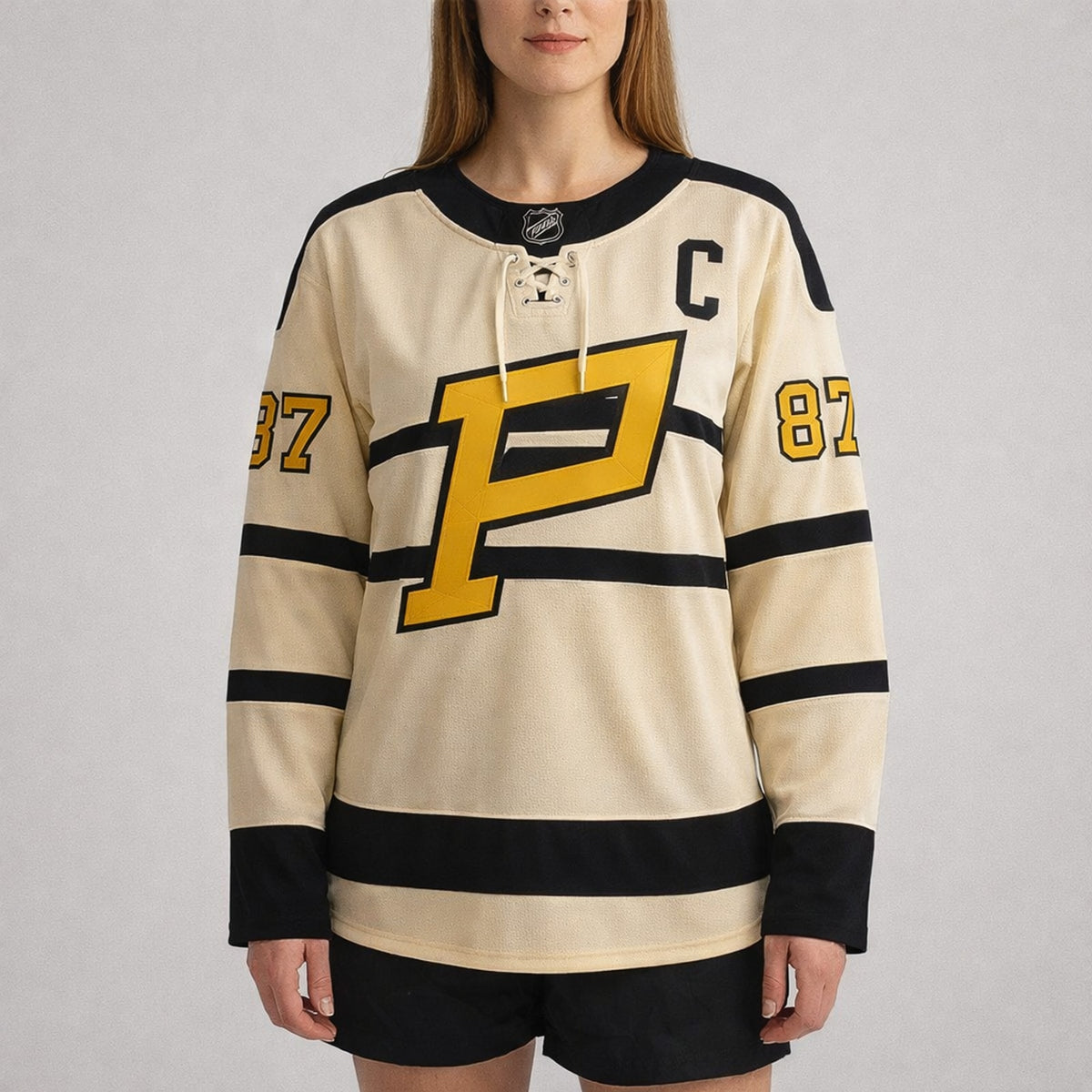 Crosby 87 Pittsburgh Cream Hockey Jersey - 5