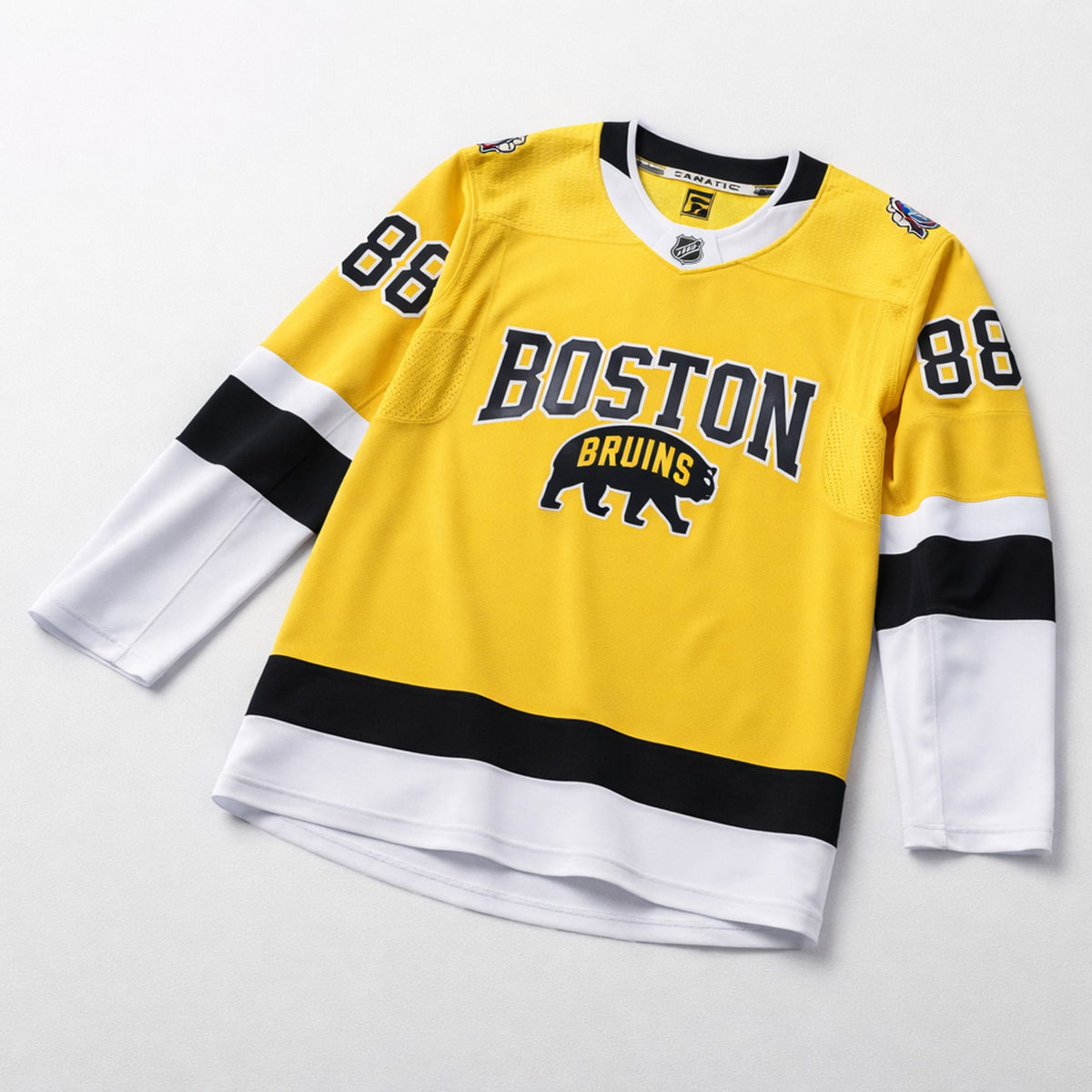 Pastrnak 88 Boston Hockey Jersey Yellow - 3