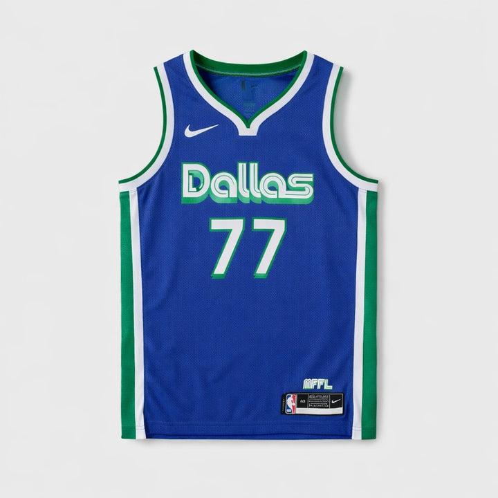 Dončić 77 Dallas Basketball Jersey Blue Green