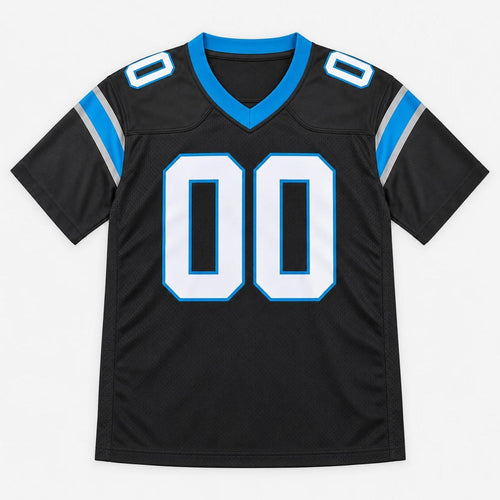 Black Blue Football Jersey - Custom Name and Number - 1
