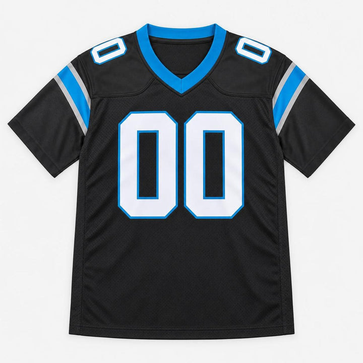 Black Blue Football Jersey - Custom Name and Number