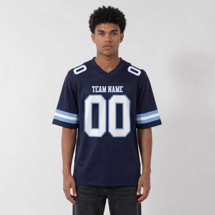 Midnight Navy Ice Blue Football Jersey – Custom Name and Number