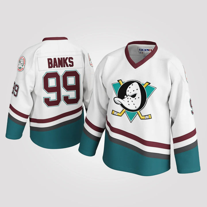 Banks 99 White Hockey Jersey – Custom Name and Number