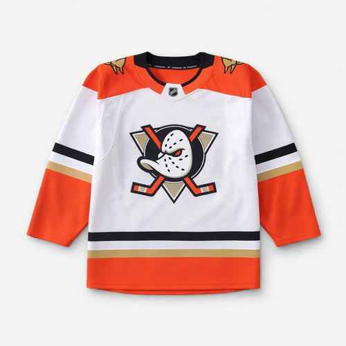 Anaheim Ducks Classic Hockey Jersey White Orange - 1