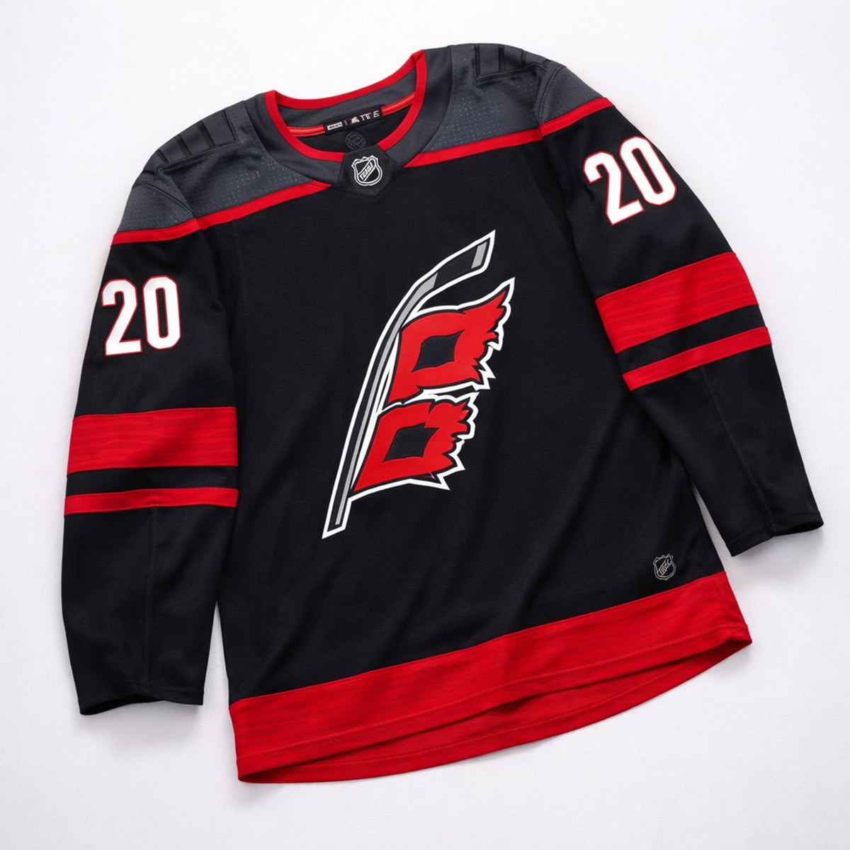 Aho 20 Hurricanes Hockey Jersey Black Red - 3