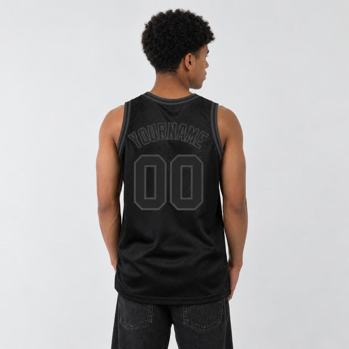 Custom Black Black-Steel Gray Throwback Basketball Jersey - 3
