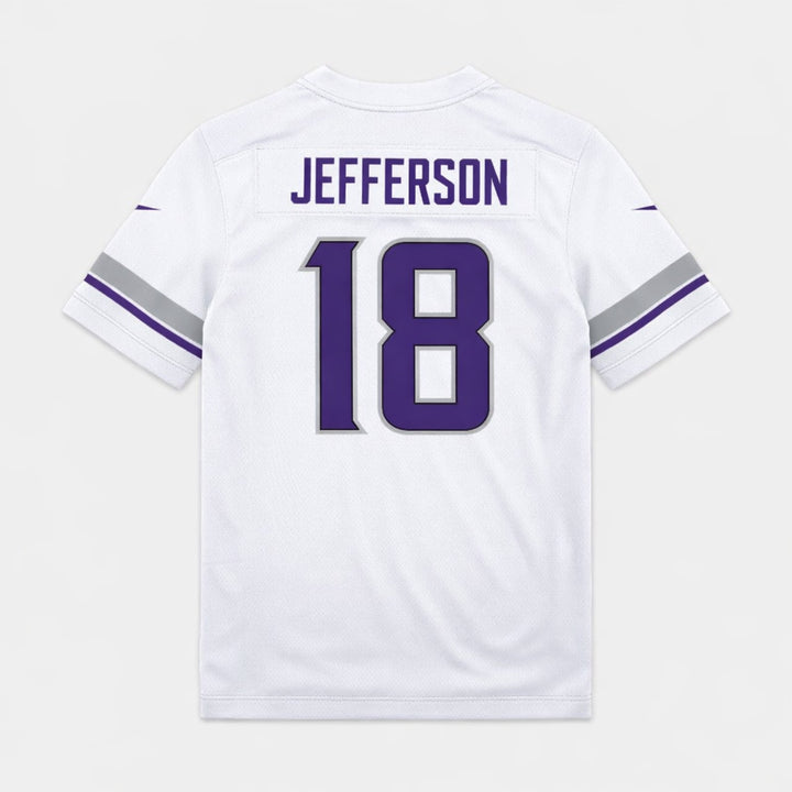 Jefferson 18 Vikings White Football Jersey