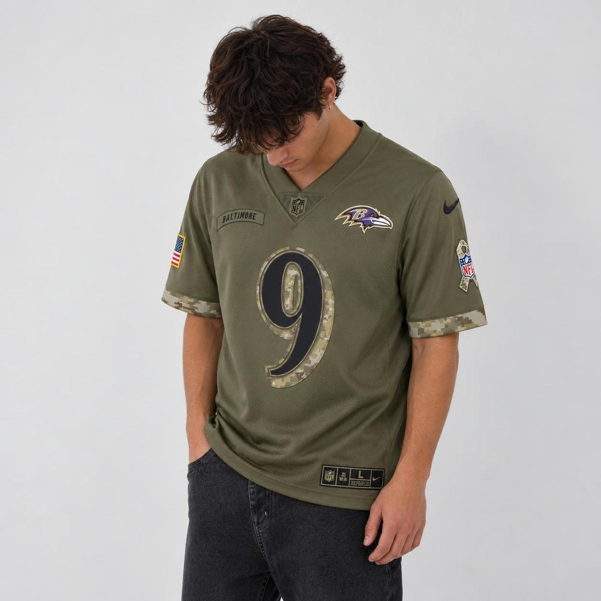 Tucker 9 Baltimore Olive Football Jersey - 2