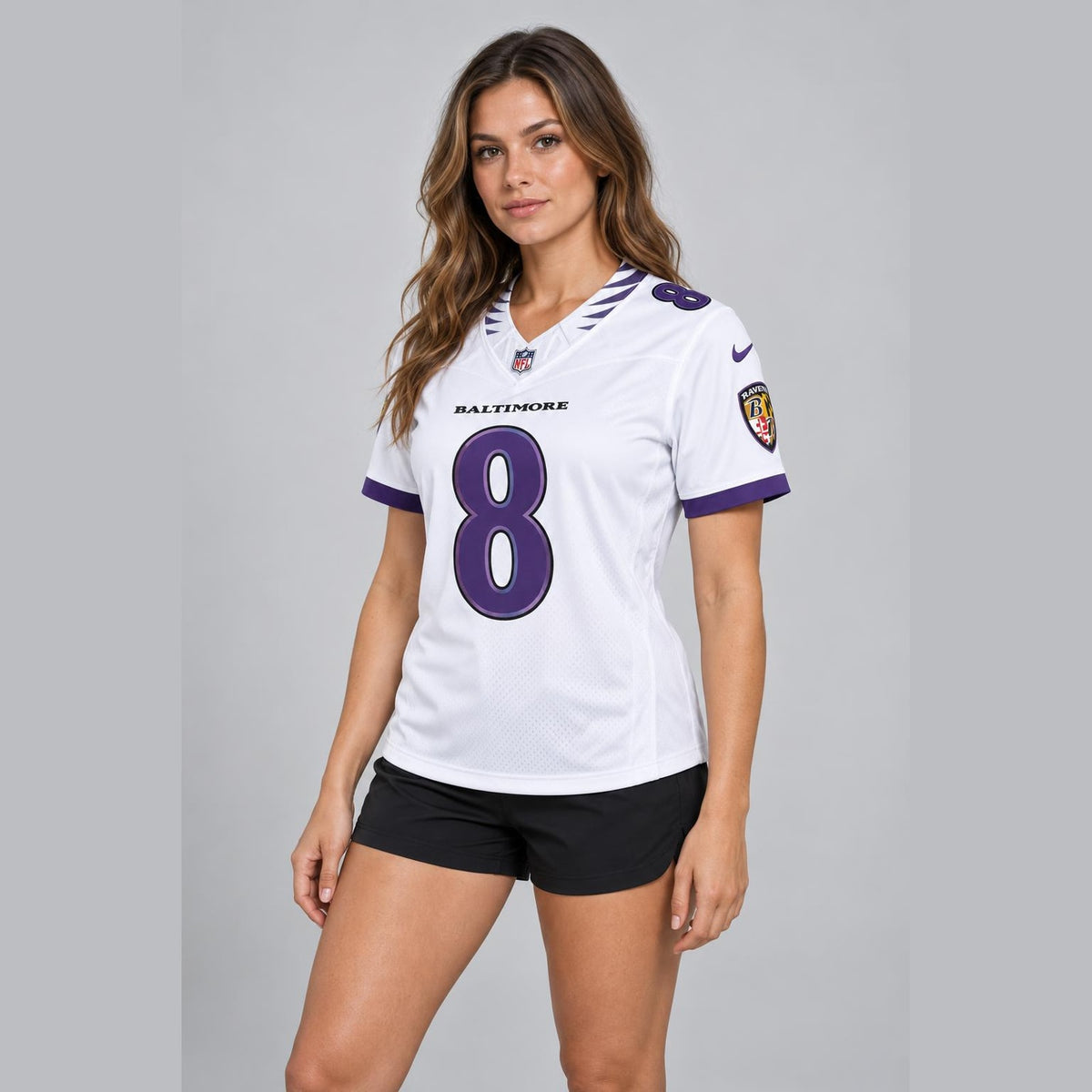 Jackson 8 White Baltimore Football Jersey - 4