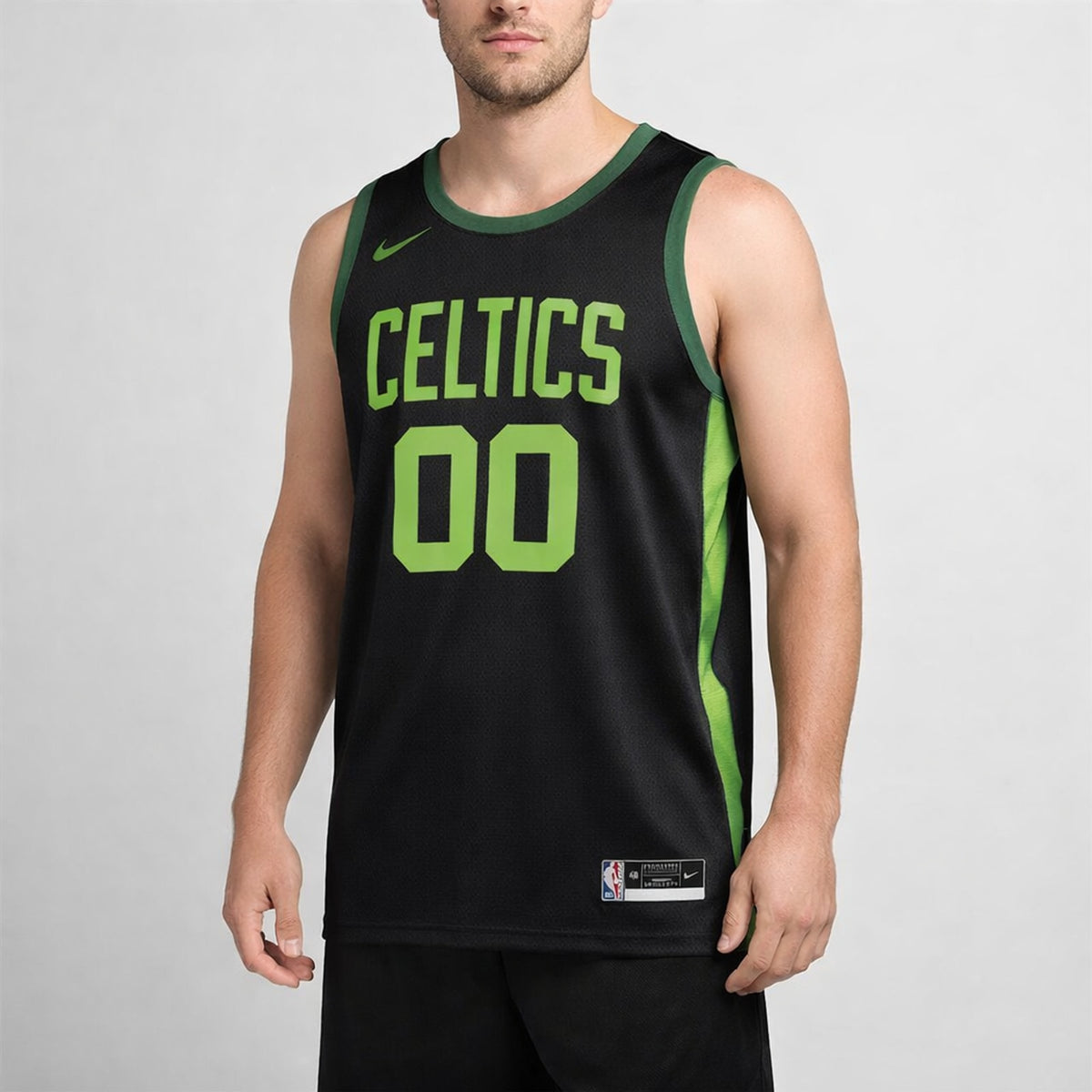 Celtics Custom Basketball Jersey Black Green - 4