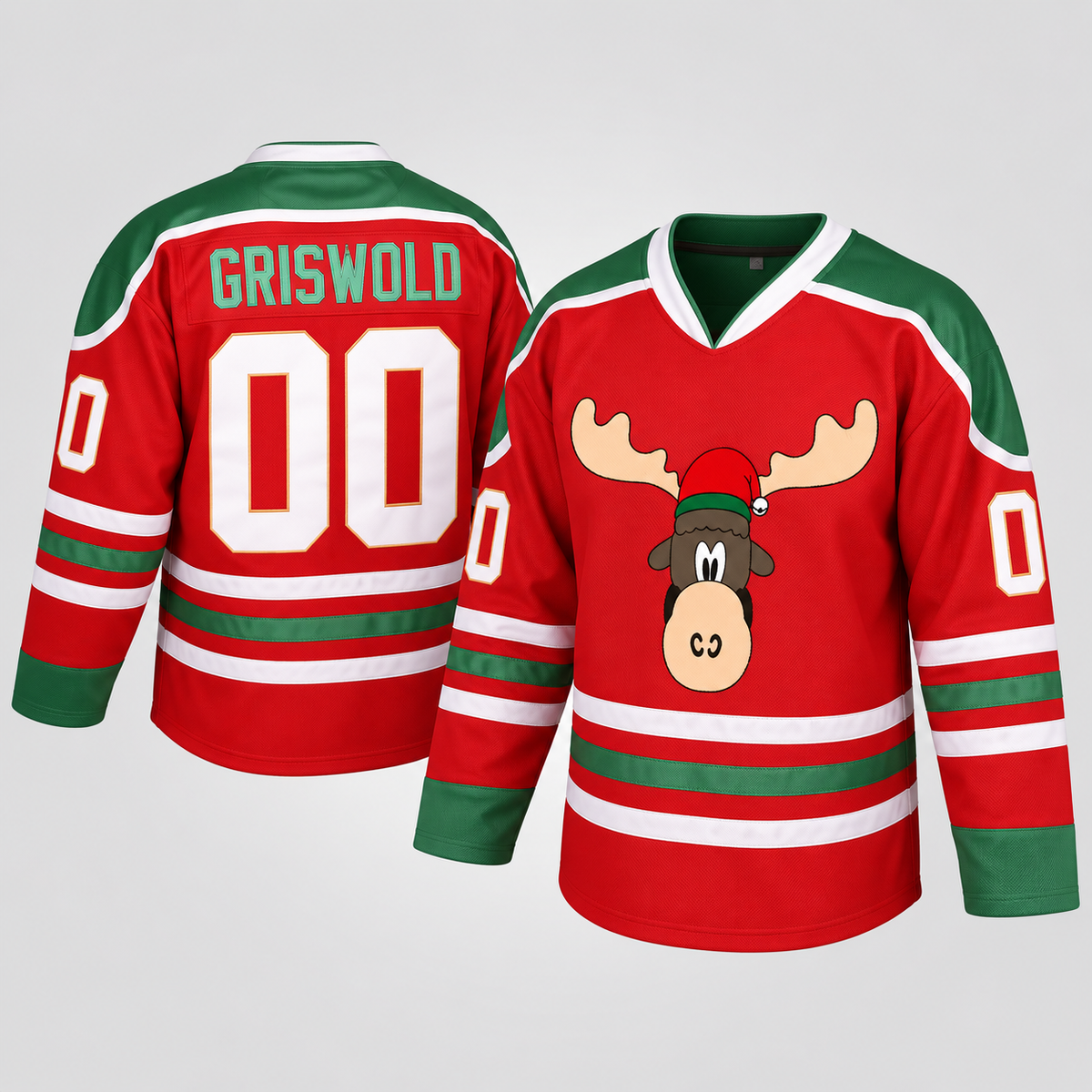 Griswold Christmas Moose Red Hockey Jersey – Custom Name and Number