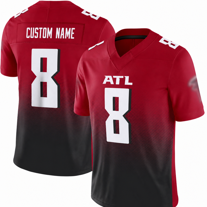 ATL Red Black Football Jersey Number 8 Custom Name and Number