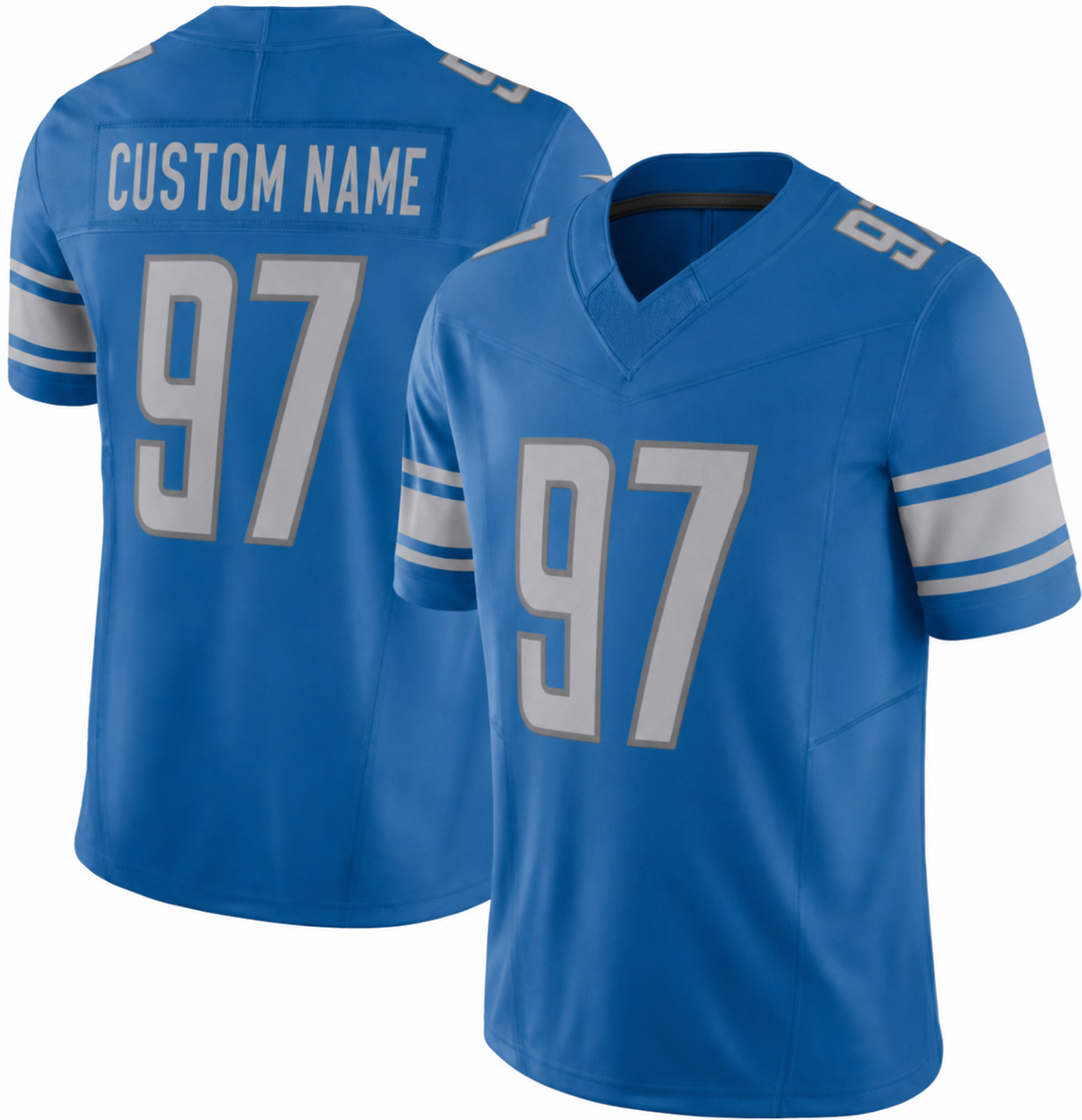 DET Blue Football Jersey Number 97 Custom Name and Number