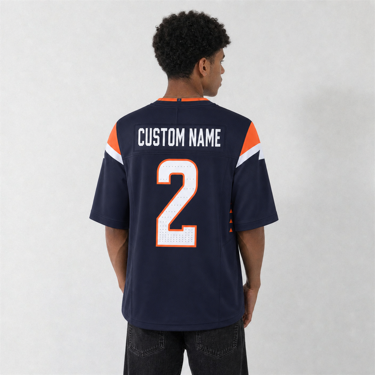 DEN Navy Football Jersey Number 2 Custom Name and Number