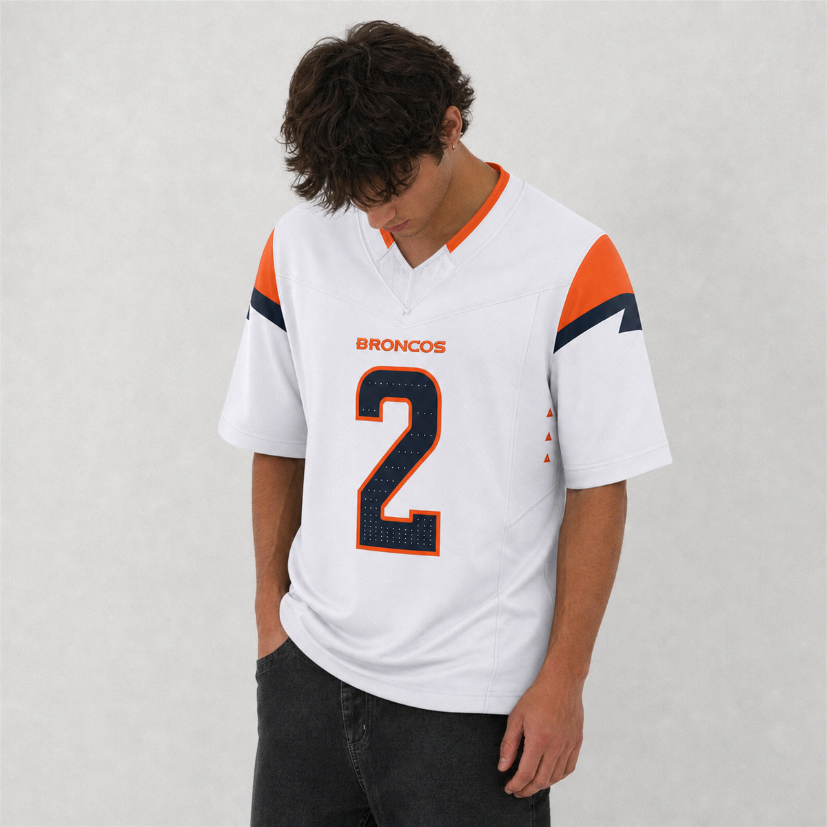 DEN White Football Jersey Number 2 Custom Name and Number