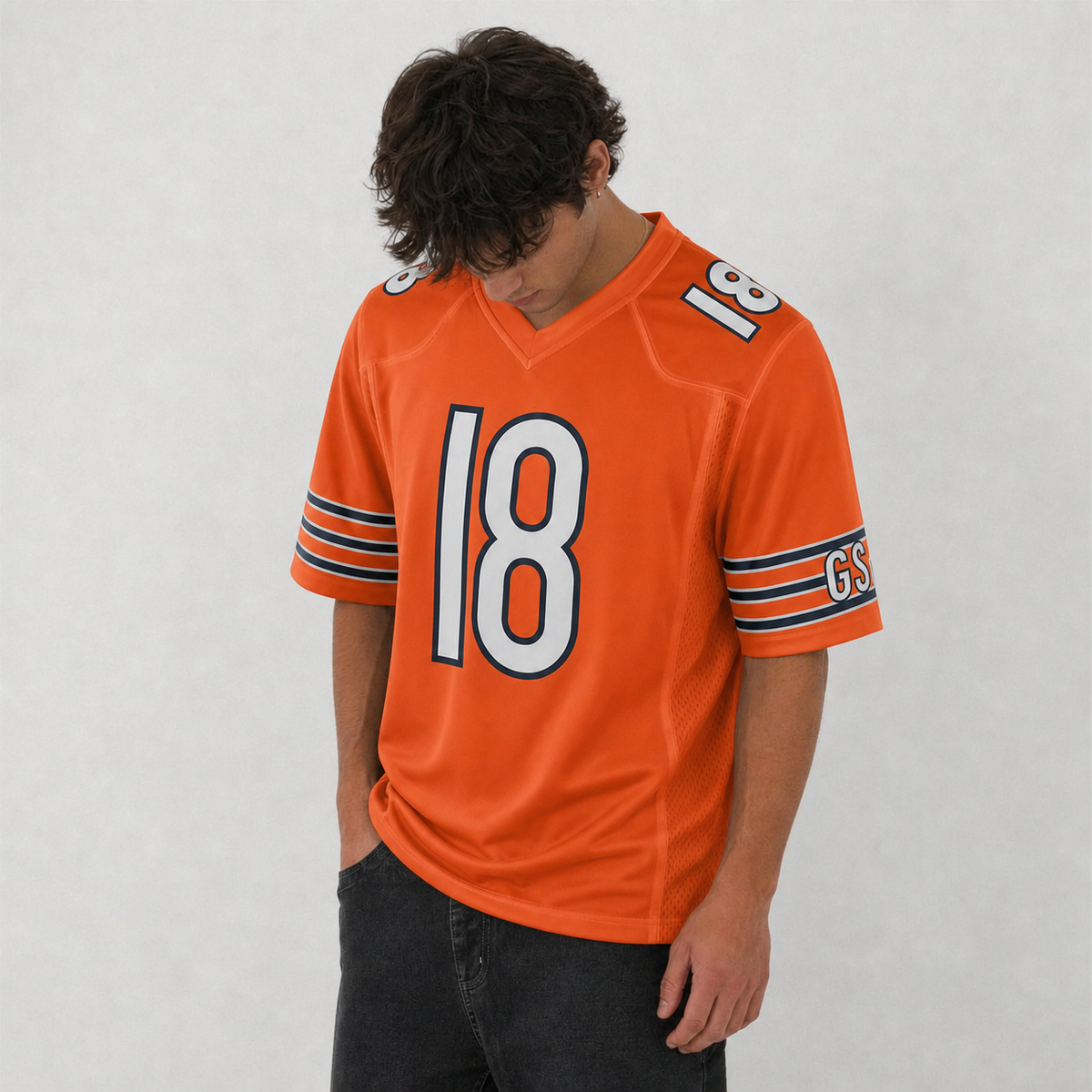 CHI Orange Football Jersey Williams Number 18 Custom Name and Number