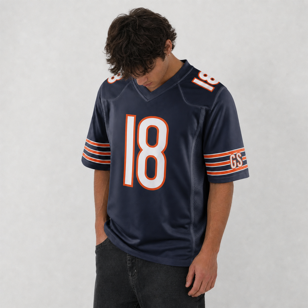 CHI Navy Football Jersey Williams Number 18 Custom Name and Number