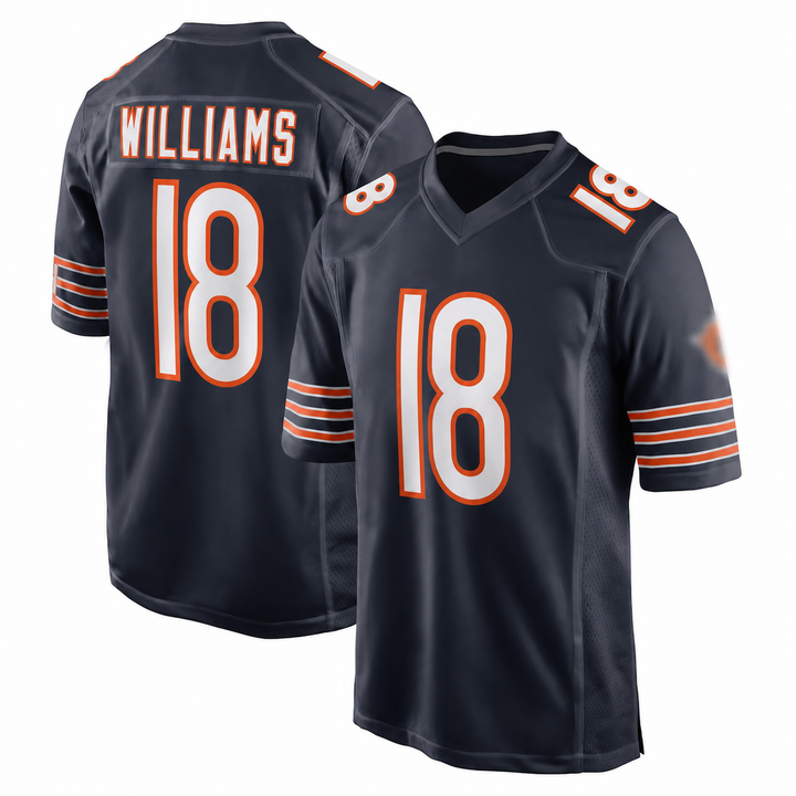 CHI Navy Football Jersey Williams Number 18 Custom Name and Number