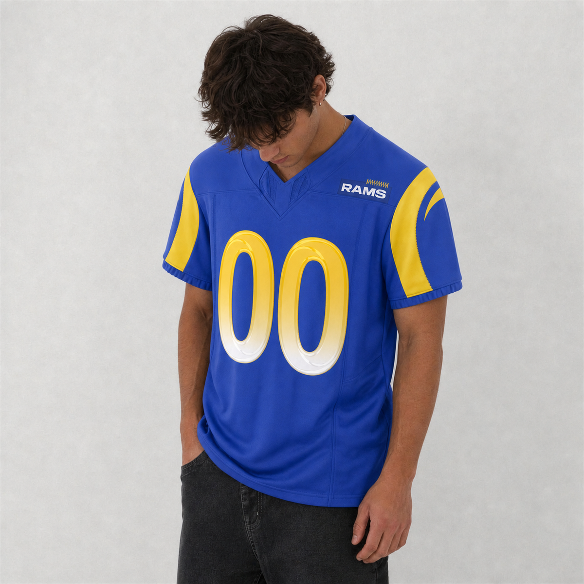 LAR Blue Football Jersey Number 00 Custom Name and Number