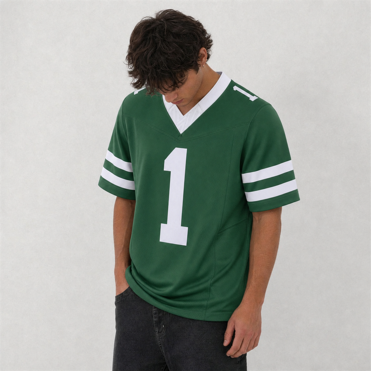 NYJ Green Football Jersey Number 1 Custom Name and Number