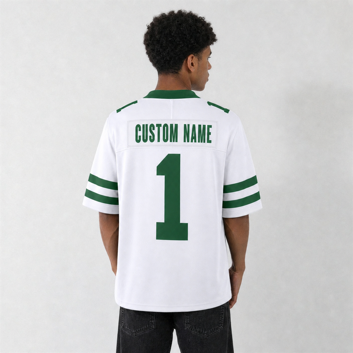 NYJ White Football Jersey Number 1 Custom Name and Number
