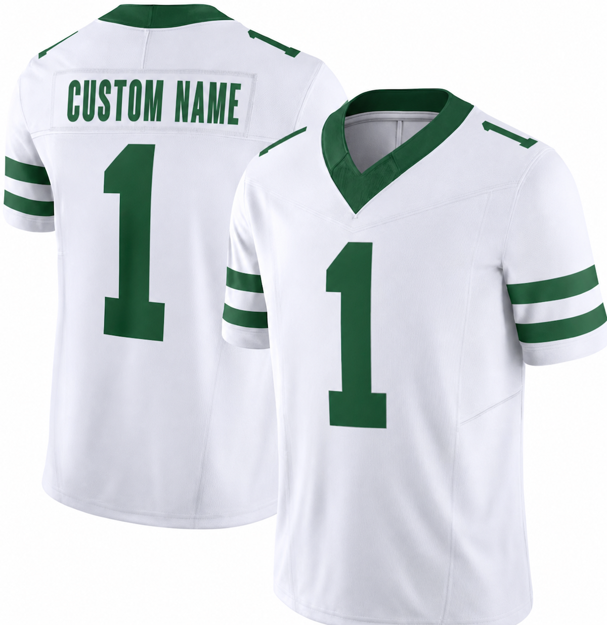 NYJ White Football Jersey Number 1 Custom Name and Number