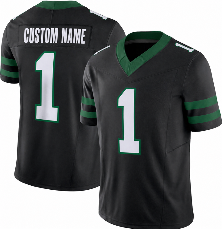 NYJ Black Football Jersey Number 1 Custom Name and Number