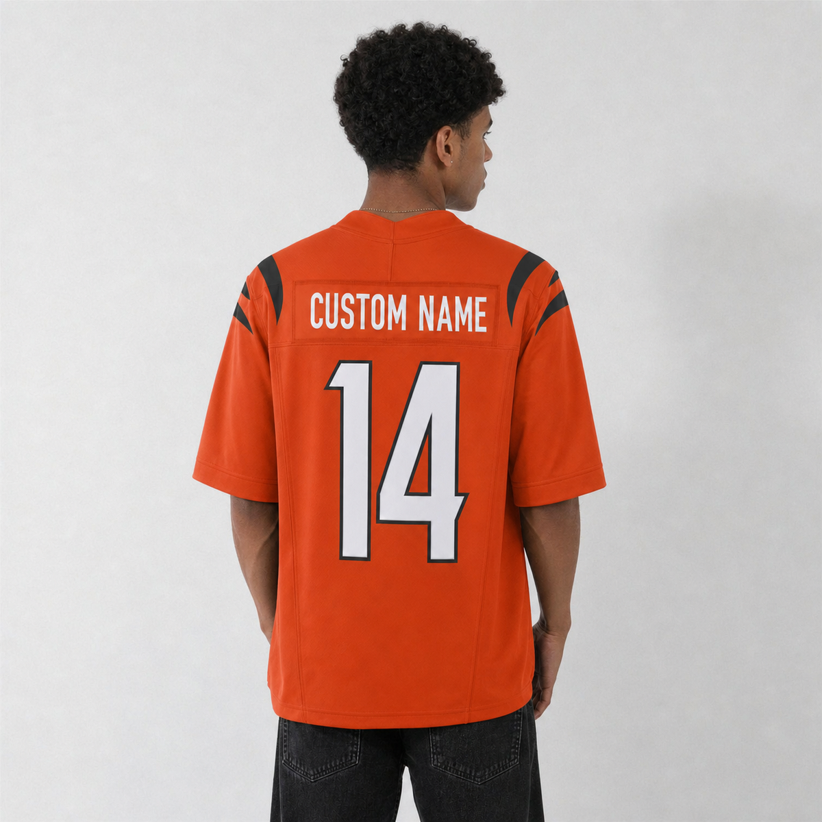 CIN Orange Football Jersey Number 14 Custom Name and Number